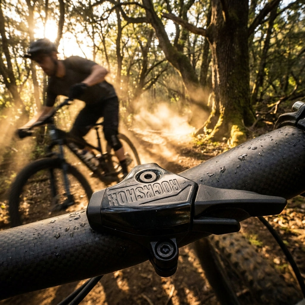 RockShox OneLoc Remote Upgrade Kit für Federgabel und Dämpfer. Lenkerfernbedienung für MTB-Fahrwerke. Schnelle Lockout-Schaltung.