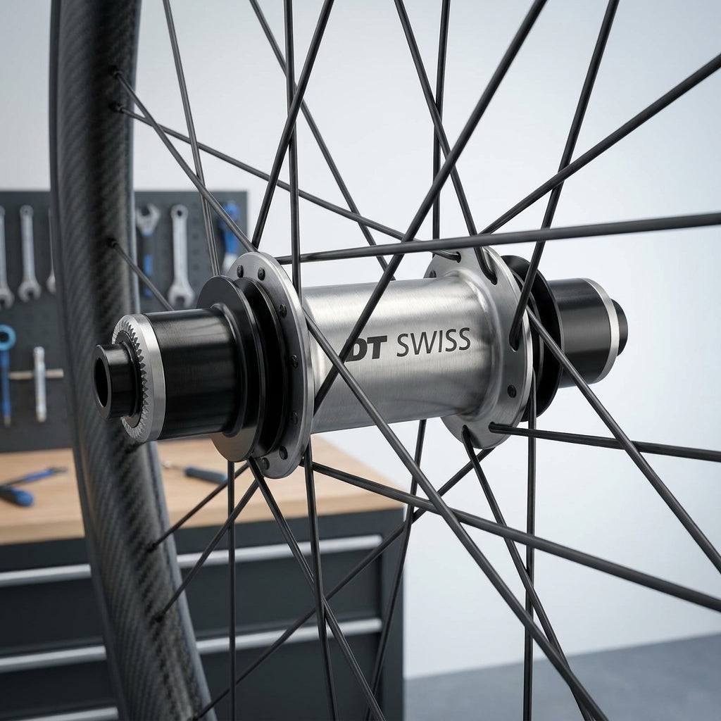 DT Swiss Umrüstkit VR 9mm Thru Bolt Schwarz für Vorderradnabe. Präzises Fahrrad-Upgrade für mehr Steifigkeit und Performance.