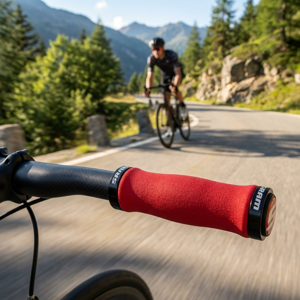 SRAM Lockring Griffe Contour rot-schwarz, ergonomische Fahrradgriffe für sicheren Halt.