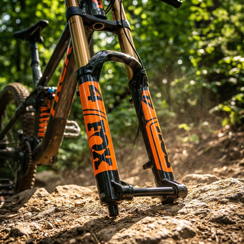 FOX Decal Kit 40 F-S: Glänzendes Orange, schwarzes Logo. Stylisches Upgrade für deine FOX Federgabel. Perfekt für Mountainbikes.