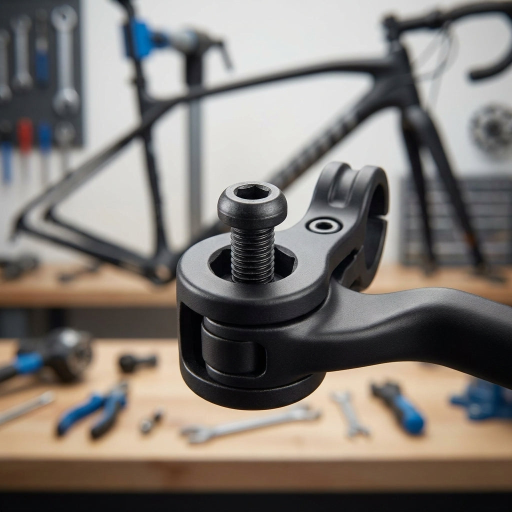 Schwarze SHIMANO BL-T8000 Klemmschraube am Bremshebel, Ersatzteil für Fahrräder.
