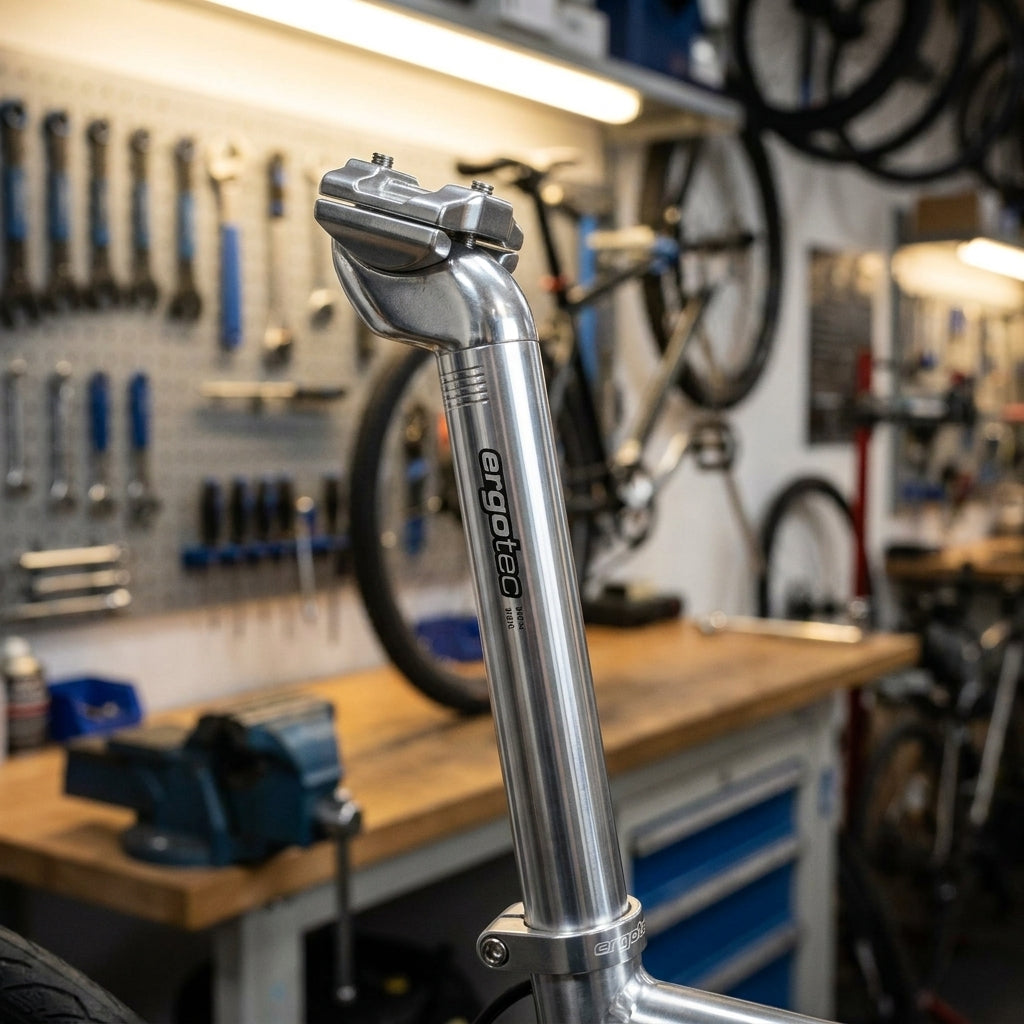 Ergotec Patentsattelstütze 29,4mm 350mm silber Alu in Fahrradwerkstatt.