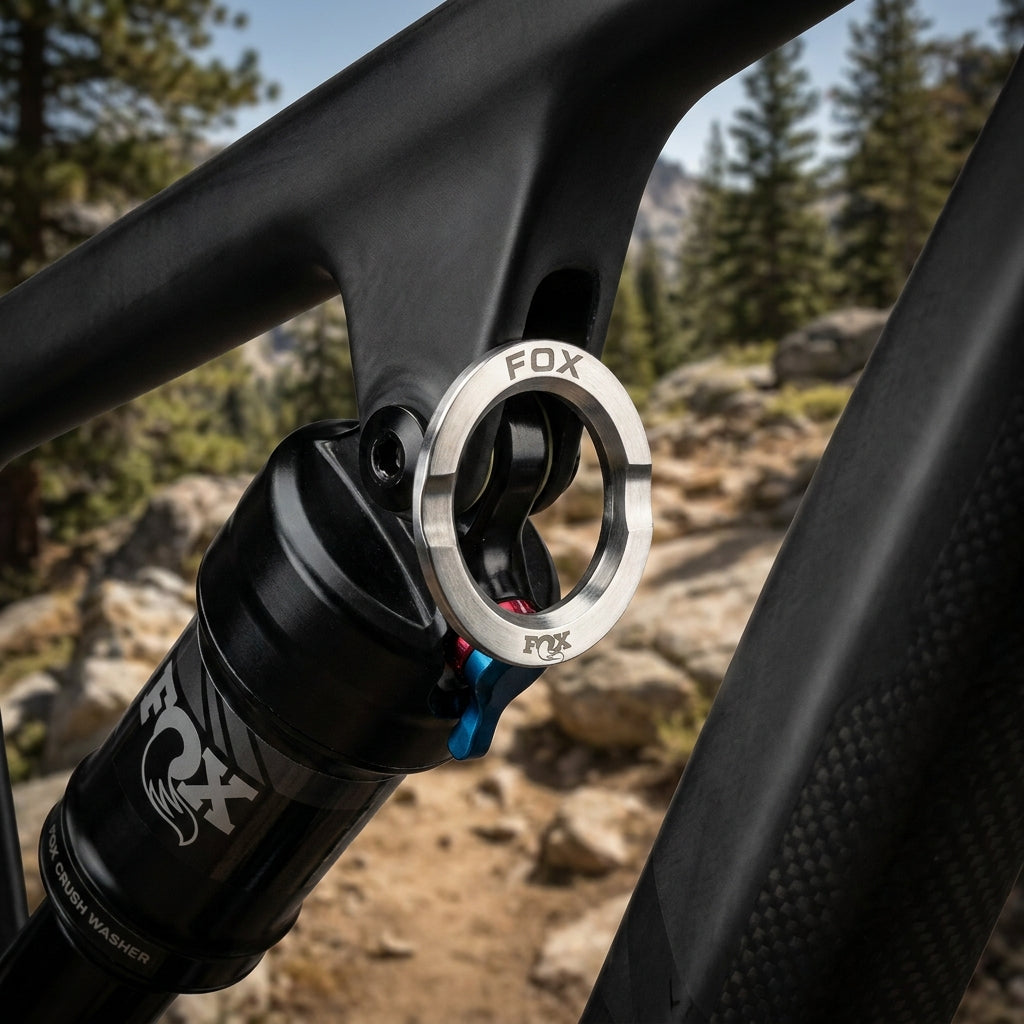 FOX Dämpfer Befestigung Kit: Crush Washer Edelstahl 10mm für spielfreie Mountainbike Federung. Präzise und langlebige Montage.