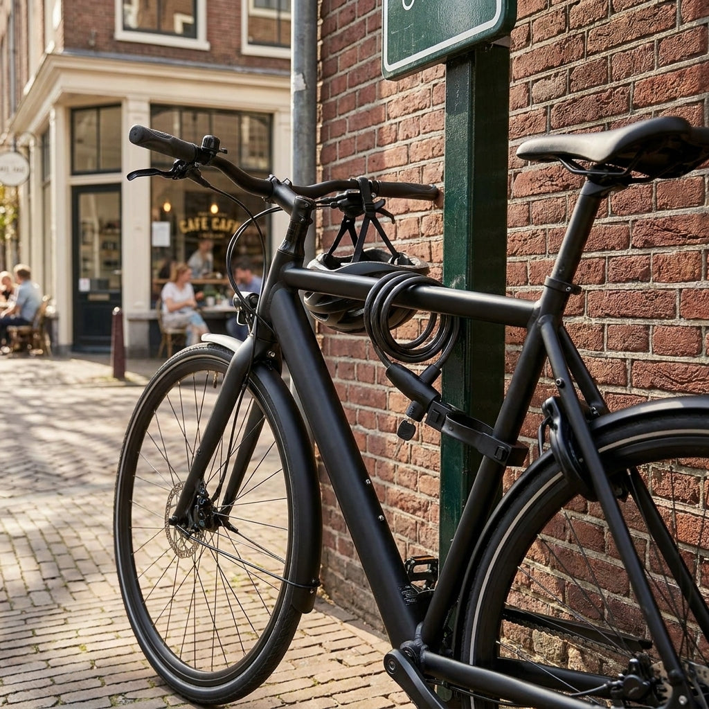 Axa Kabelschloss Resolute 180/8 schwarz, 180 cm Länge, 8 mm Durchmesser, sichert Fahrrad am Pfahl.