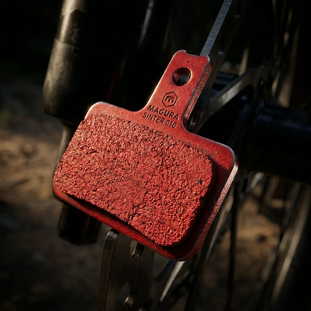 Roter Magura Sinter 010 organischer Scheibenbremsbelag für MTB. Hochleistung und Sicherheit für Ihre Mountainbike-Bremsen.