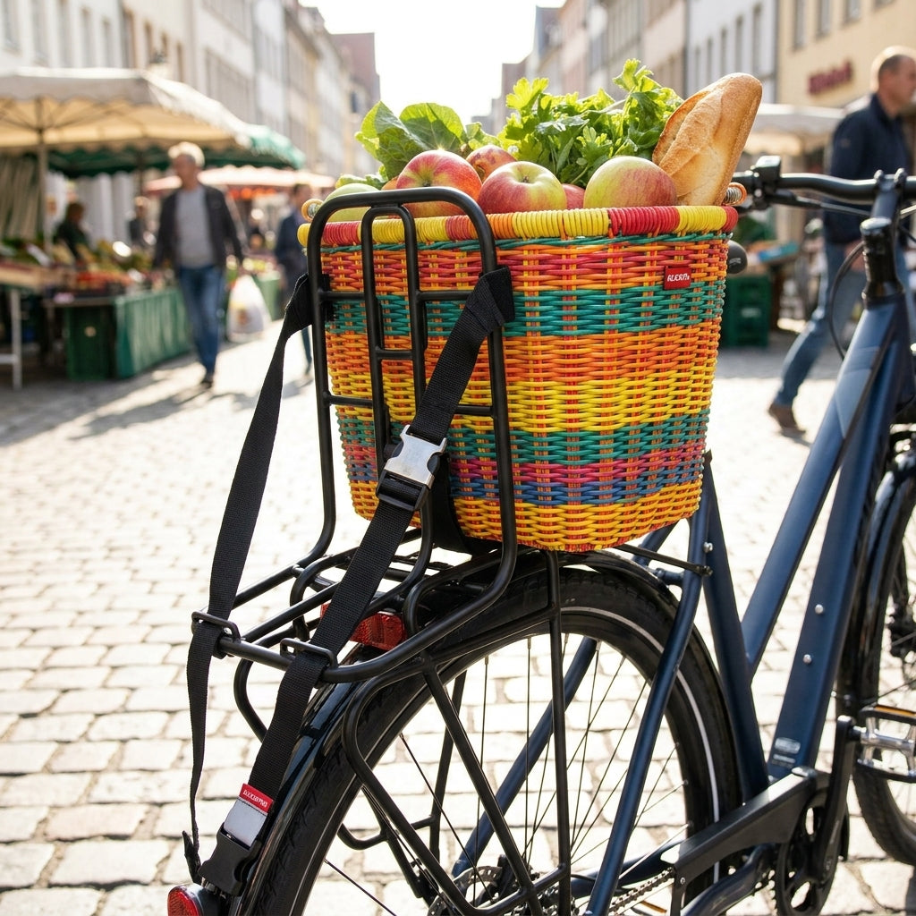 KLICKfix VARIO RACK schwarzer Fahrrad Gepäckträger Adapter für Körbe und Taschen. Schnelle, werkzeuglose Montage, sicherer Halt.