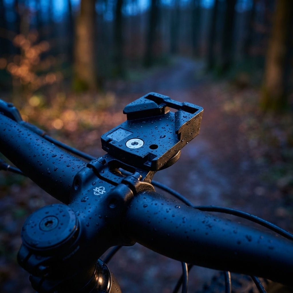 SKS Germany MonkeyLink Magnet-Adapter Recharge für E-Bike Frontbeleuchtung an Lenkerklemme montiert.