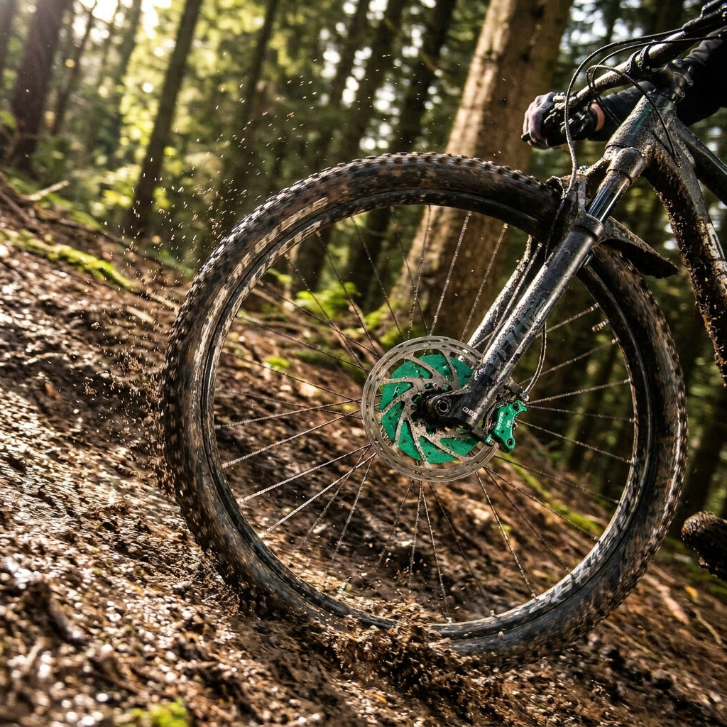 Grüne Scheibenbremsbeläge Sinter 001 Shimano A organisch für MTB Race. Optimale Bremskraft und Kontrolle.