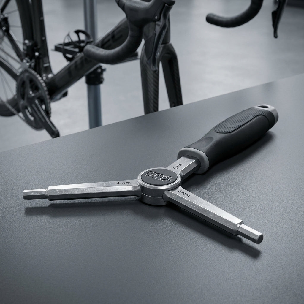 PRO Y-Dreiarmschlüssel Innensechskant 4mm 5mm 6mm für Fahrrad Wartung. Kompaktes, präzises Werkzeug aus gehärtetem Stahl.