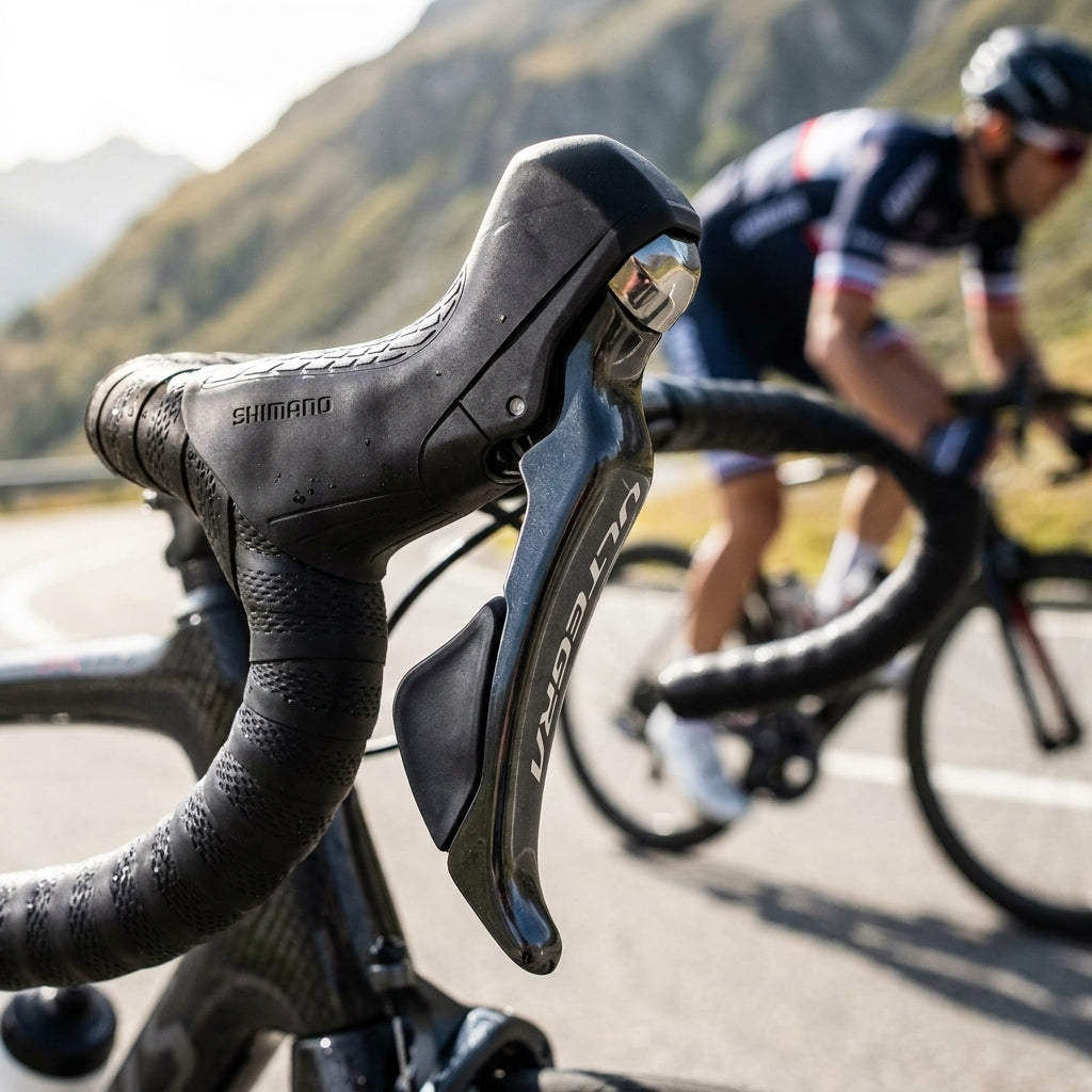 SHIMANO ULTEGRA ST-R8020 links Schalt-/Bremshebel für hydraulische Scheibenbremsen am Rennrad. Präzise Kontrolle und Ergonomie.