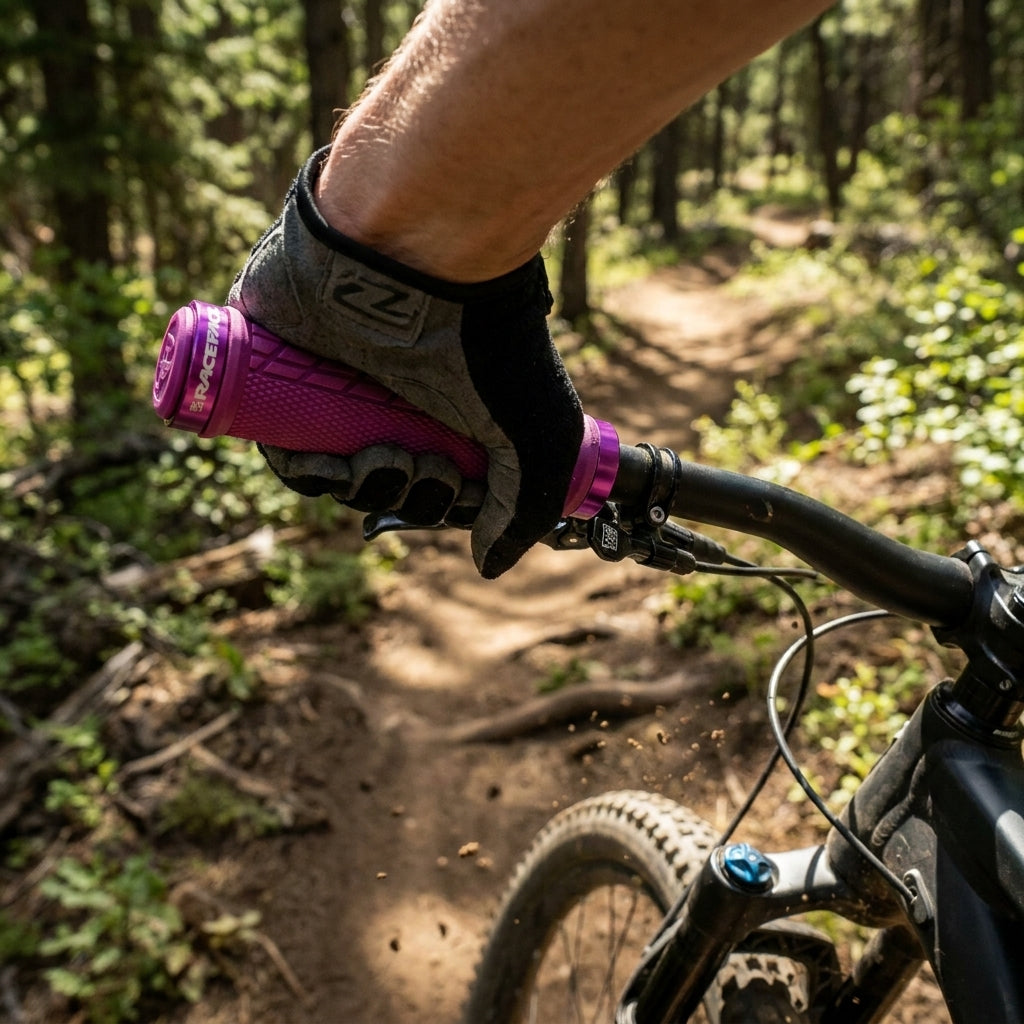 Race Face Grippler Lock-On Griff 33mm magenta lila. Sicherer Halt & Komfort für MTB und Tour. Ergonomische Fahrradgriffe.