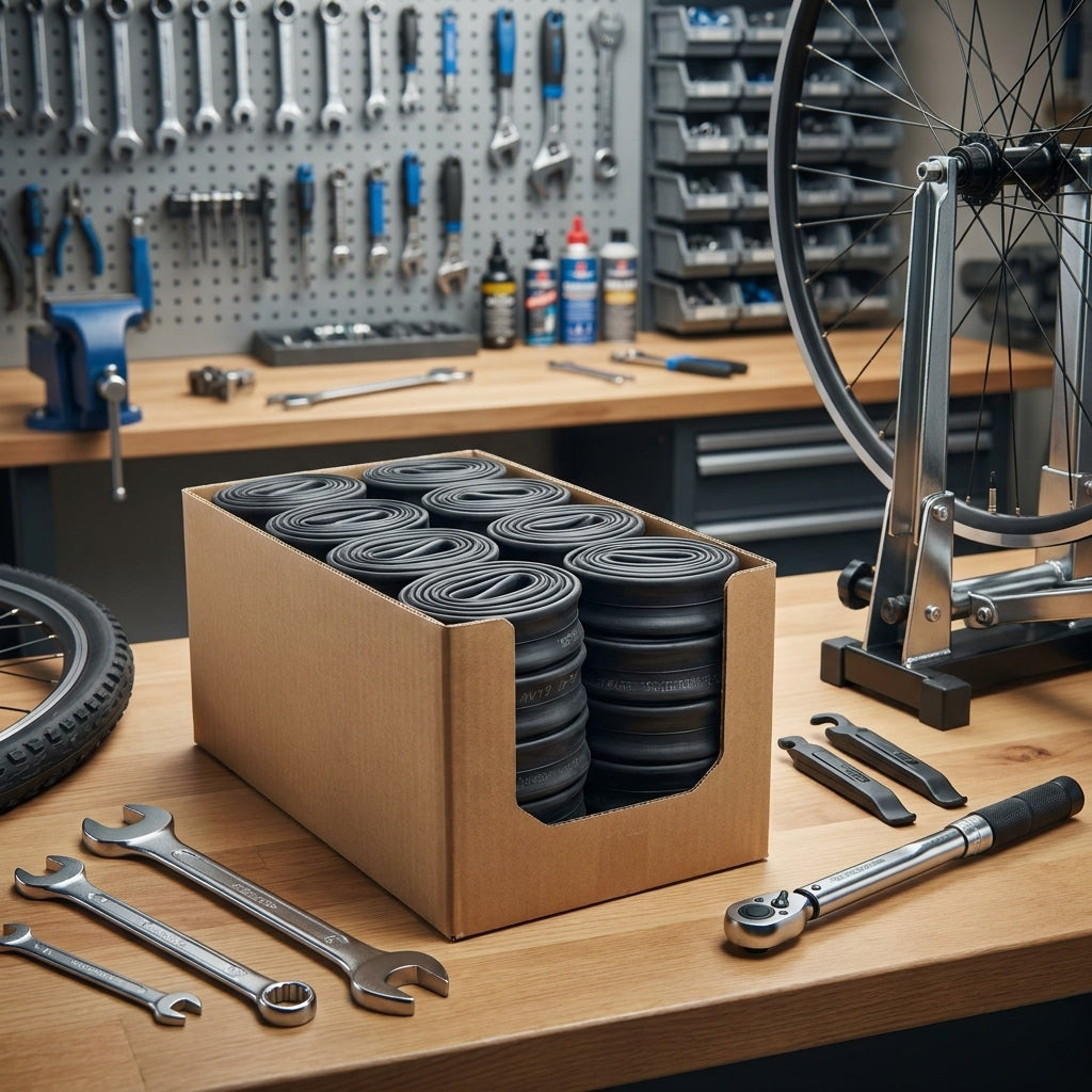 Schwalbe Fahrradschlauch AV19 Werkstattpackung 40mm. Profi-Qualität, zuverlässig, hohe Lufthaltigkeit für sichere Fahrradreparaturen.
