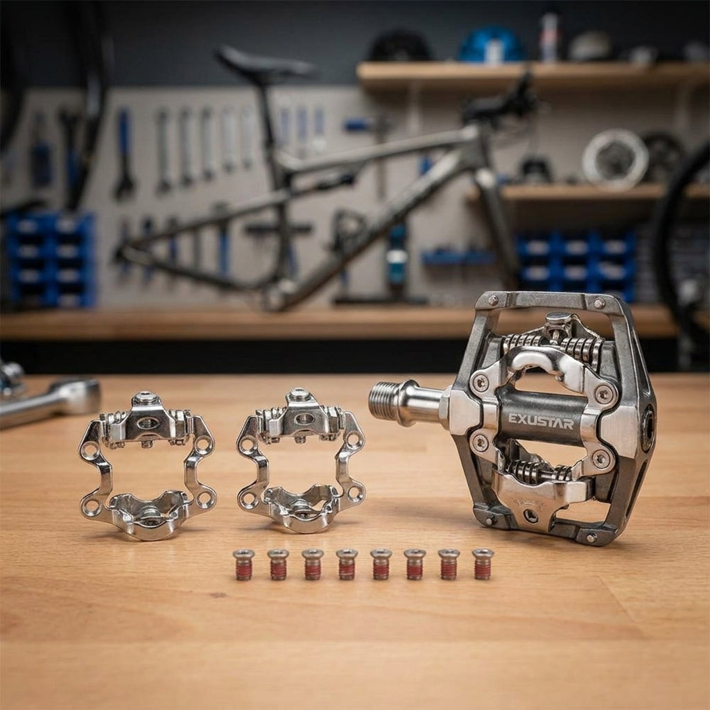 Exustar SPD Clicksystem für E-PM820-2 Kombipedal. Fahrradpedal-Upgrade für mehr Kontrolle und Effizienz beim Radfahren.