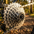 SHIMANO ACERA CS-HG41 8-fach Kassette 11-34 Zähne am Fahrrad Hinterrad im Wald.
