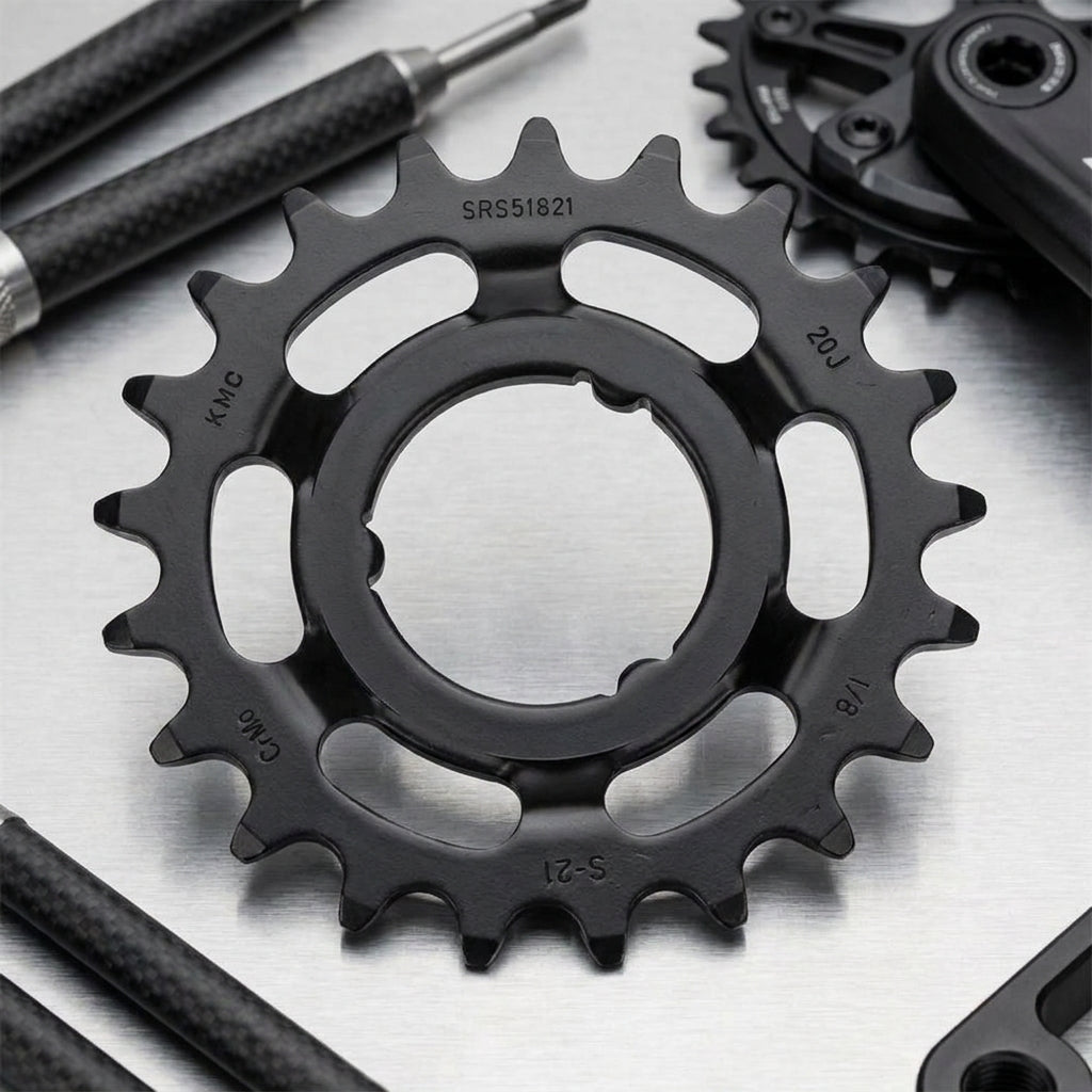 KMC E-Bike Ritzel 21 Zähne, schwarz, 1/8 Zoll. Langlebiges Antriebsritzel aus CrMo-Stahl für E-Bikes.