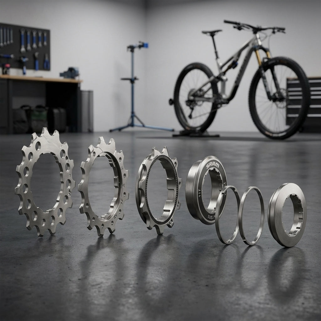 SRAM PG-1231 Kassettenritzel-Satz 11-13T mit Lockring für präzises Antriebs-Upgrade detailliert gezeigt.