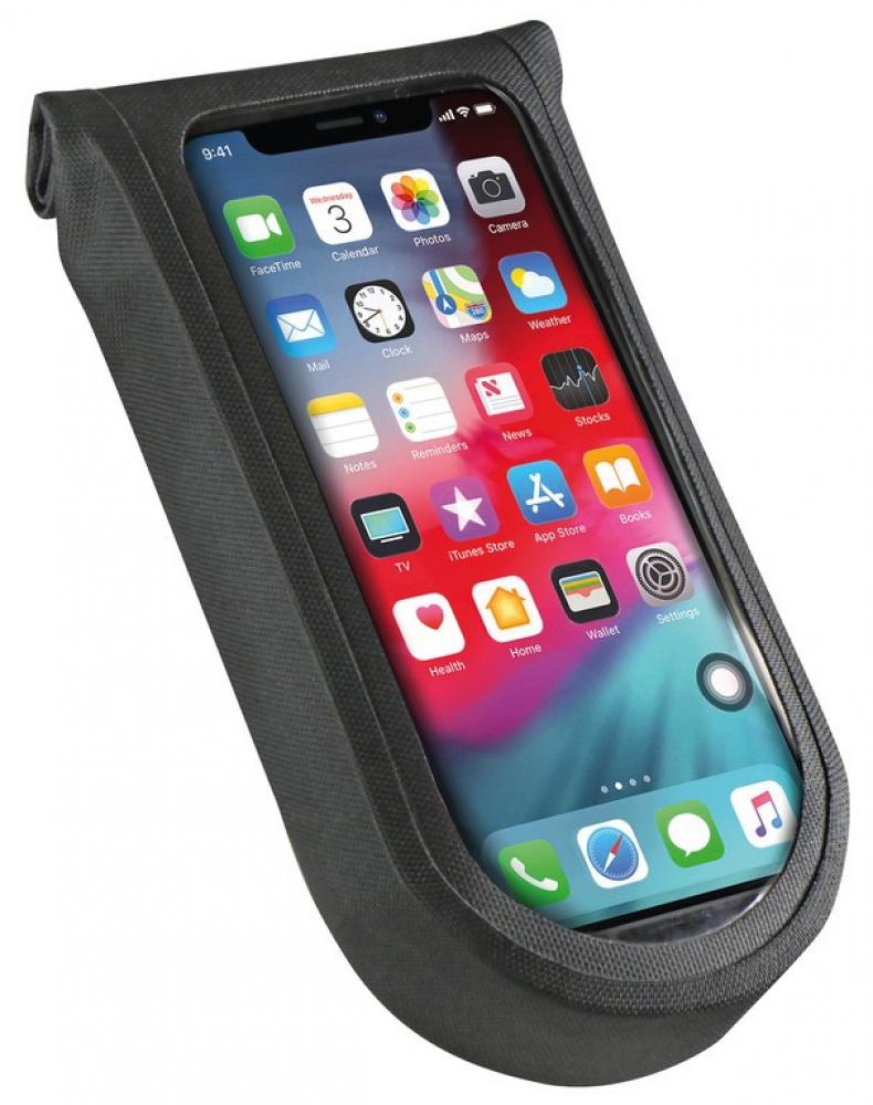 KLICKfix Handytasche Tour S transparent schwarz für Fahrrad. Smartphone Halterung mit Adapter und Drehkupplung.