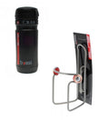 Elite 1x Trinkflaschenhalter CIUSSI INOX silber inkl. 1x Elite Transportflasche BYASI schwarz