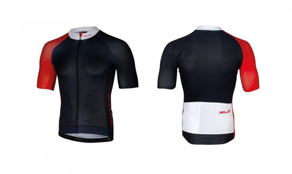 XLC Race Trikot Herren Gr S schwarz rot weiß, Vorder- und Rückansicht.