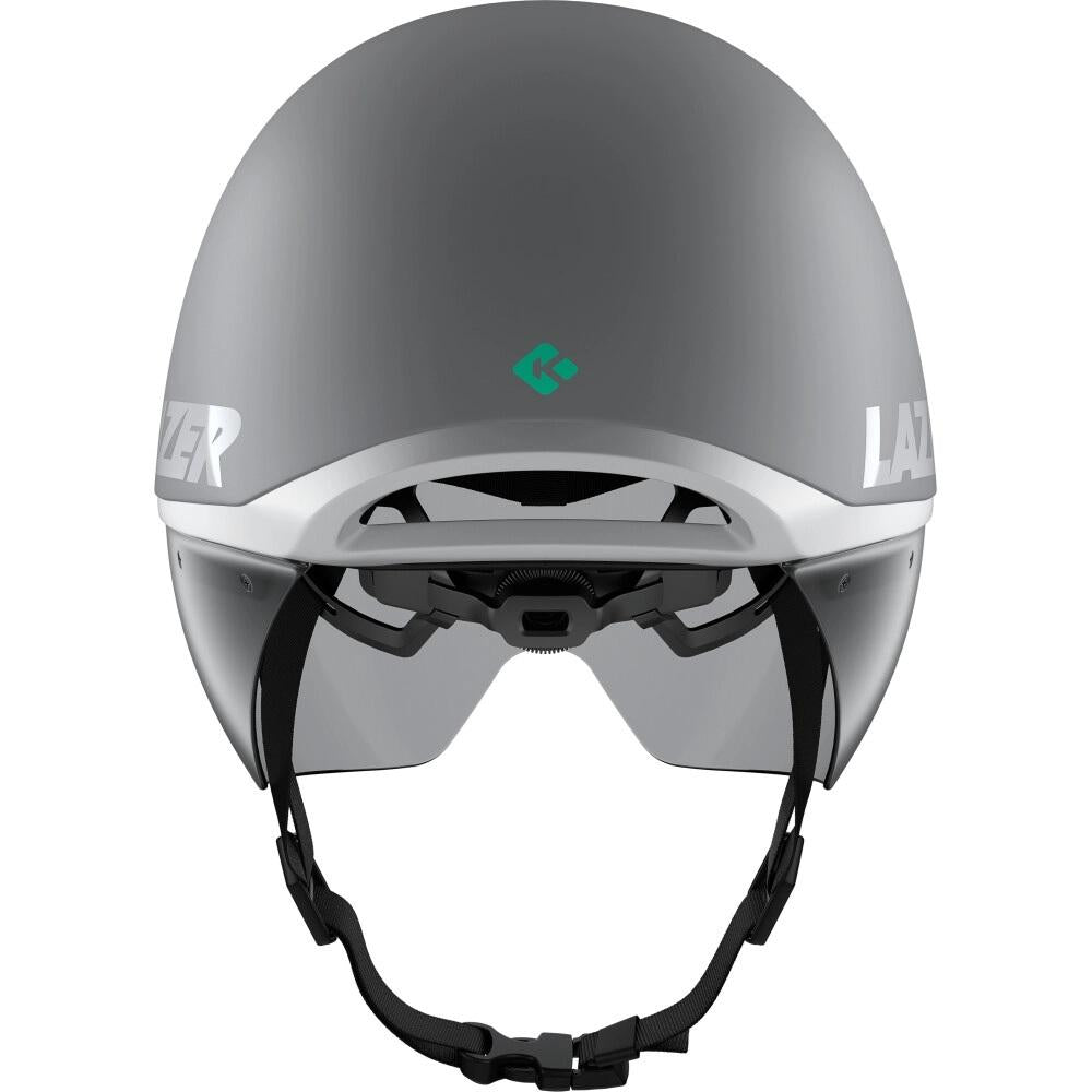 LAZER Helm Victor KinetiCore Matte White Silver (M) - aerodynamischer Triathlon- und Zeitfahrhelm