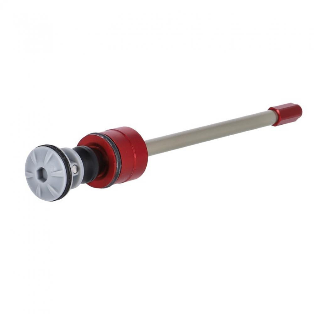 RockShox DebonAir Luftfeder Upgrade Kit 140mm für Pike/Revelation Gabeln mit silberner Stange und rotem Kragen.