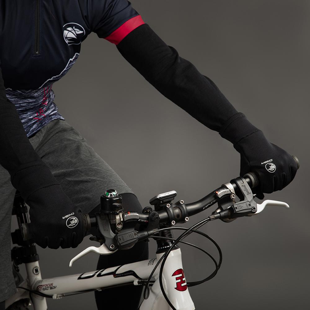 CHIBA Polarfleece - Radhandschuhe schwarz XL mit Touchfunktion und Silikondruck