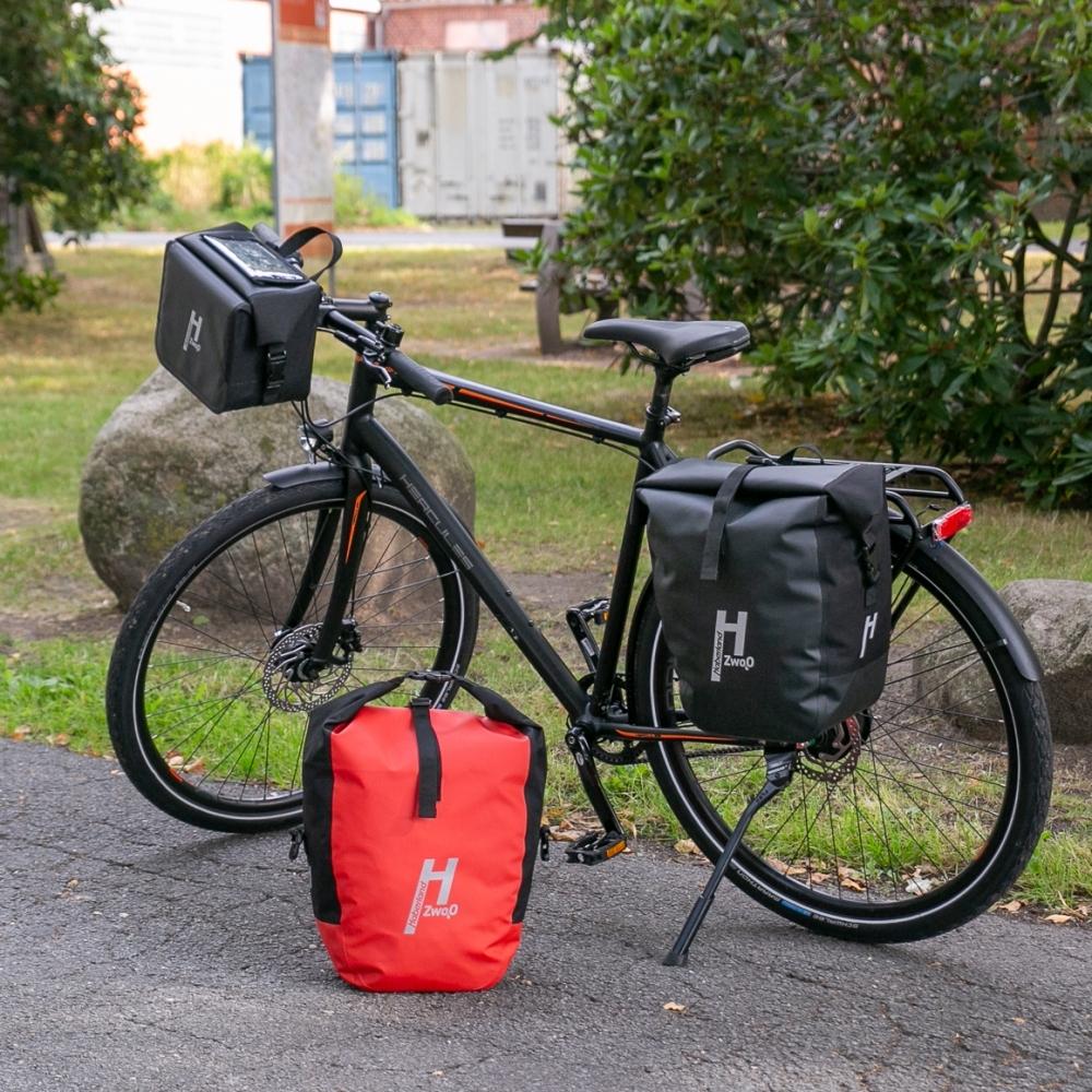 Haberland Einzeltasche H2O schwarz Paar - wasserdichte Fahrradtasche für Alltag und Tour