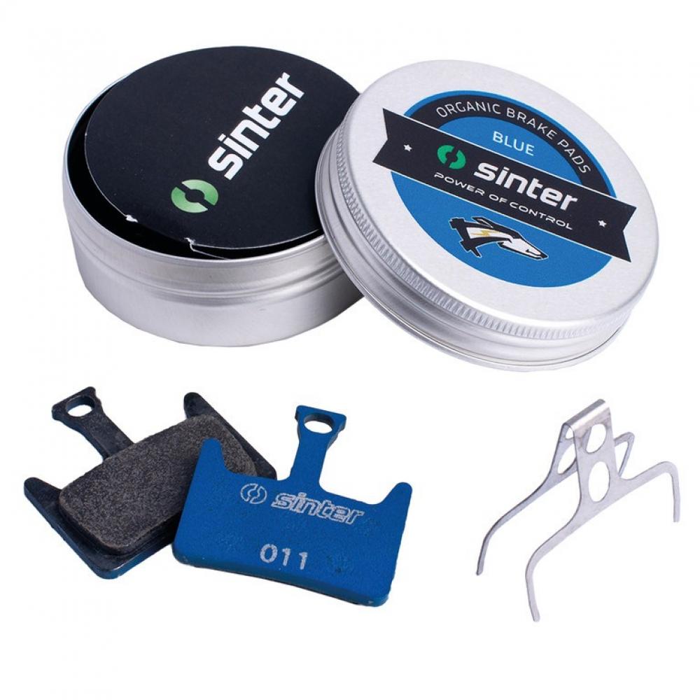 Sinter 011 organische Hayes E-Bike Scheibenbremsbeläge, blaues Set mit Feder in Dose.
