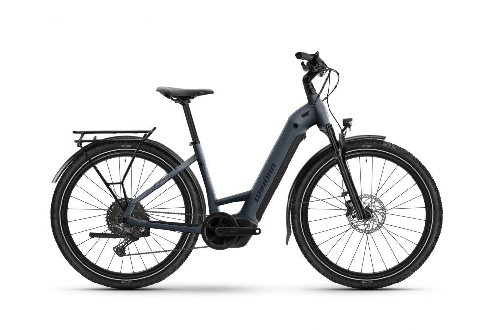 Winora YUCATAN X10 LOW i800Wh 10-G Cues E-Bike in plush pigeon, Tiefeinsteiger.