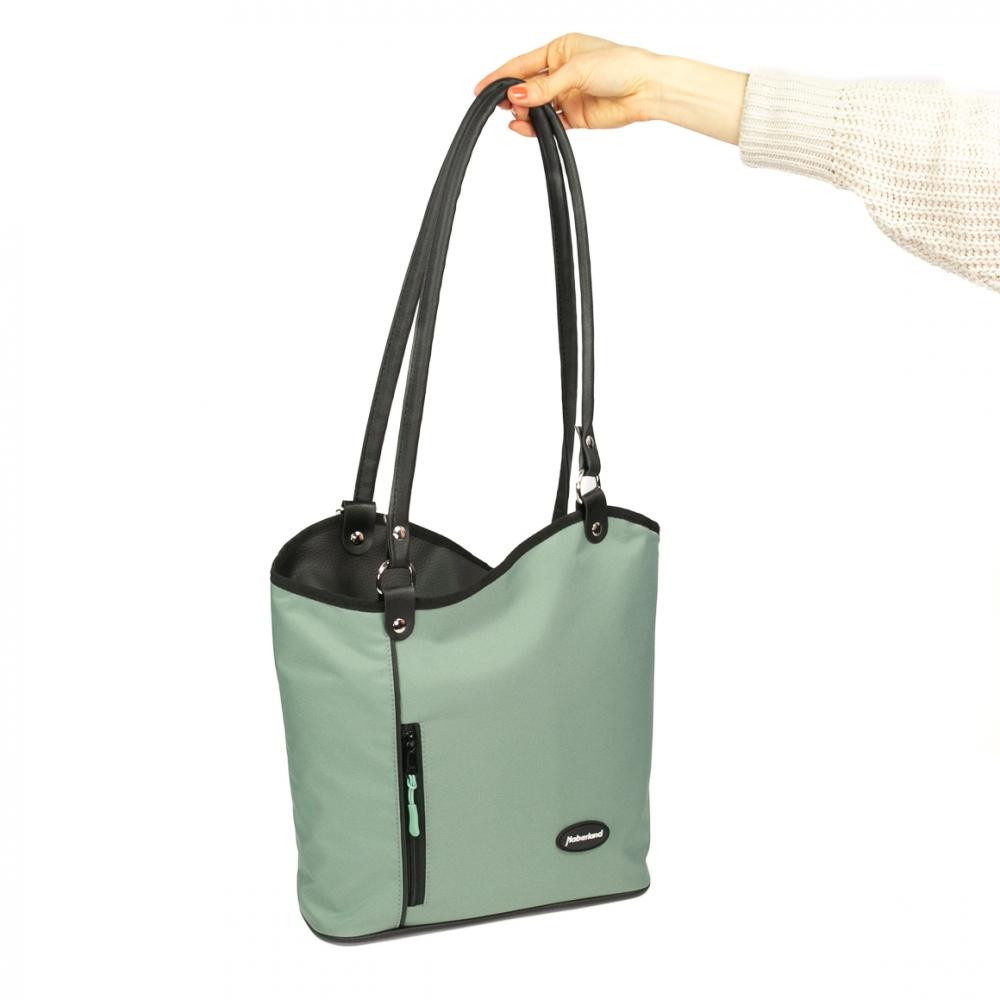 Haberland Lenkertasche Melanie salbei/schwarz - clevere Rucksack-Lenkertasche für Alltag und Tour