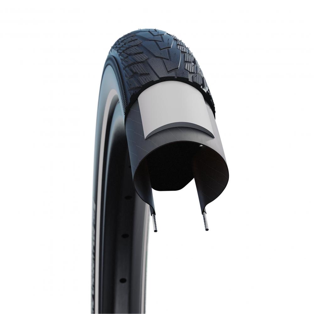 Schwalbe Road Cruiser Plus Fahrradreifen Querschnitt, schwarz, Reflex E-25, 28x2.00" Draht.
