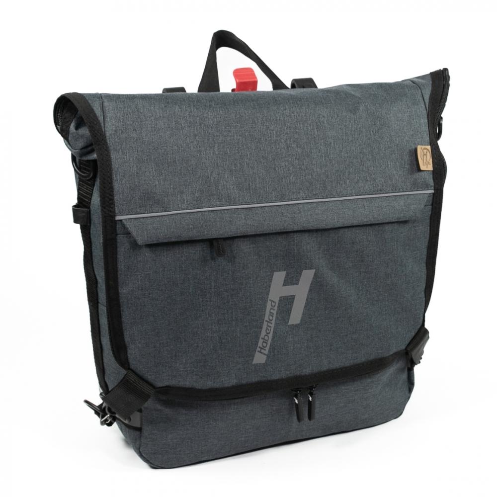 Haberland Sporty Fahrrad Rucksack / Gepäckträgertasche anthrazit - vielseitiger 2-in-1 Allrounder