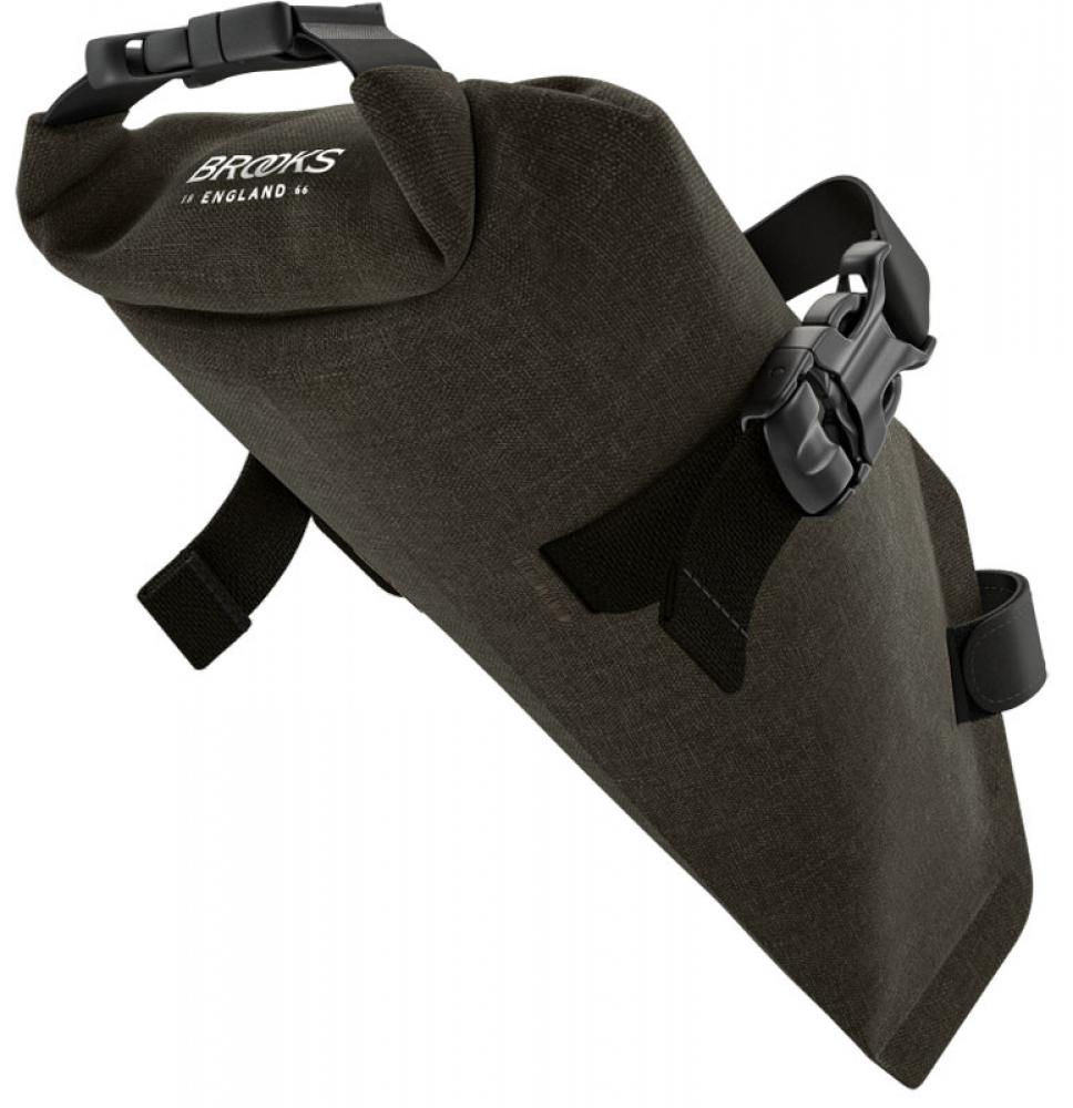 BROOKS Scape Saddle Roll Bag Mud Green - kompakte wasserdichte Satteltasche 1 Liter mit Rollverschluss & Riemenbefestigung - ideal für Gravel & Bikepacking