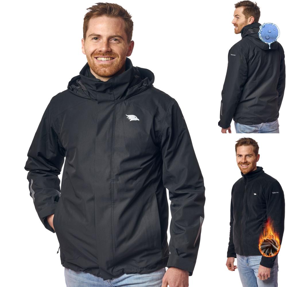 Valkental Jacke 3in1 Smart Jacket wasserdichte Jacke mit Fleece Zipp-In Herren S schwarz