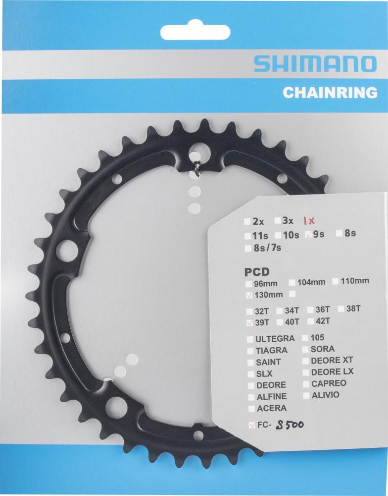 SHIMANO ALFINE FC-S500 Kettenblatt 39 Zähne schwarz für Alfine-Nabenschaltungen.