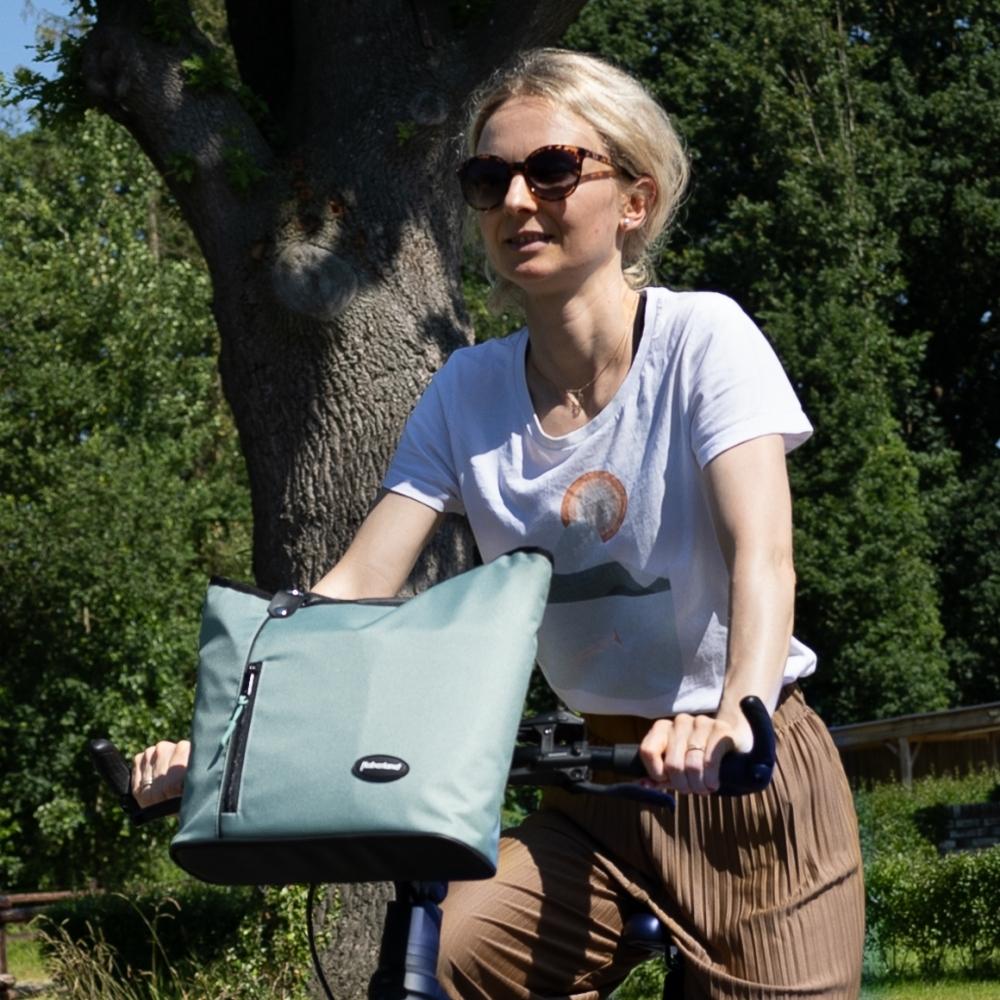 Haberland Lenkertasche Melanie salbei/schwarz - clevere Rucksack-Lenkertasche für Alltag und Tour