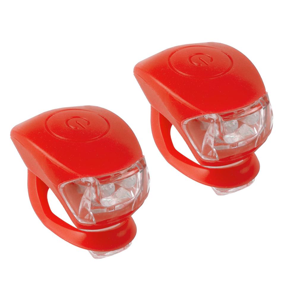 M-WAVE Mini-LED-Blinklicht-Set - rotes Silikongehäuse, 2 Funktionen (Set 1 × weißes LED-Blinklicht + 1 × rotes LED-Blinklicht)