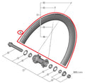 SHIMANO RIM FOR COMPLETE WHEEL,FOR WH-R9270-C50-TL, FRONT:12MM E-THRU, 24H TUBELESS - 12MM