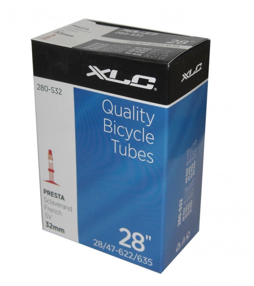 XLC Fahrradschlauch 27/28x1 1/8-1.75 28/47-622/635 SV 32mm, blaue XLC Verpackung.