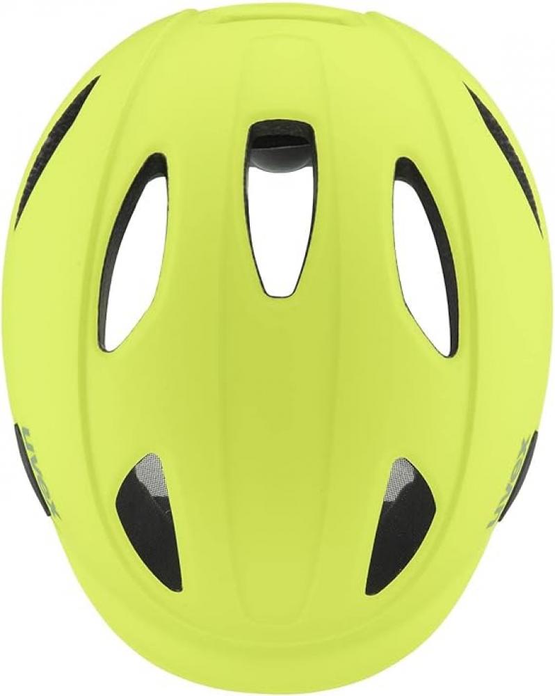 uvex Oyo - Kinder-Fahrradhelm 45-50 cm - leichte Bauweise - Größenanpassung - erweiterbar mit LED - Schutzpolster - neon yellow-moss green matt