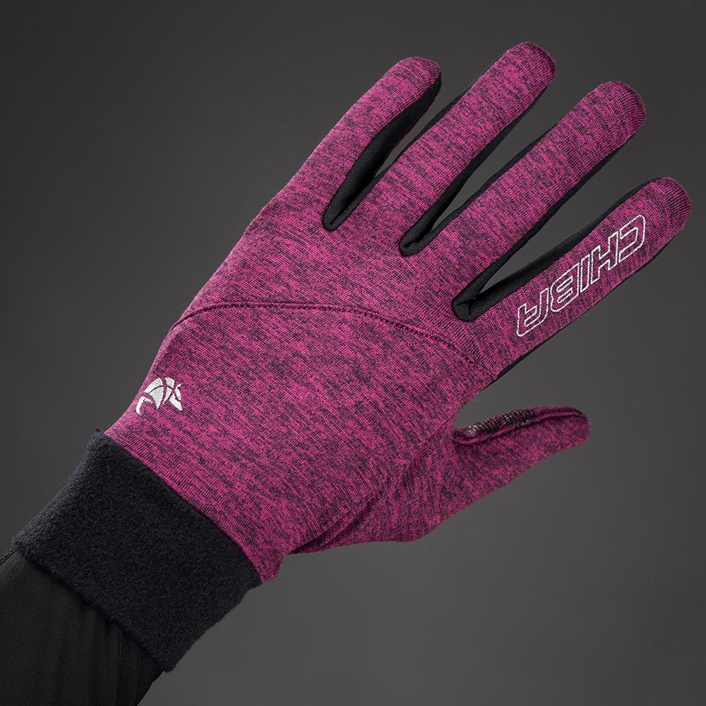 CHIBA Allround Light - Fahrradhandschuhe violett S, Polartec-Fleece, Touchfinger, reflektierend