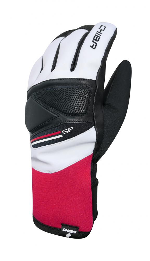 CHIBA Snow Pro 2.0 - Radhandschuhe weiß/rot, wasserdicht, atmungsaktiv, Größe 7,5