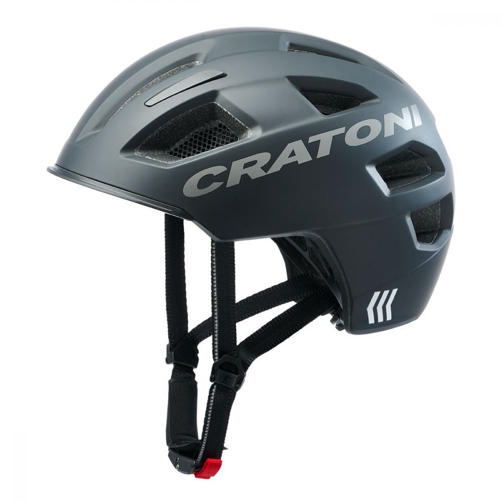 Cratoni Helm C-Pure City S/M 54-58cm schwarz matt Fahrradhelm mit Belüftung und Kinnriemen.