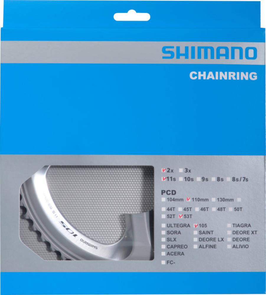 SHIMANO Kettenblatt 105 FC-5800 53 Zähne Silber - Präzise Schaltperformance für Rennräder
