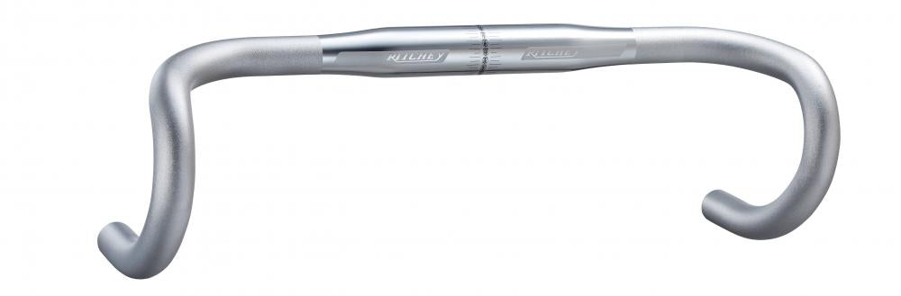 Ritchey Classic Neo Classic Drop Lenker 31,8 mm, 42 cm Breite, 128 mm Drop, 73 mm Reach, 0° Backsweep, hochglanzpoliertes Silber, Aluminium 6061, kompatibel mit Aerolenkern