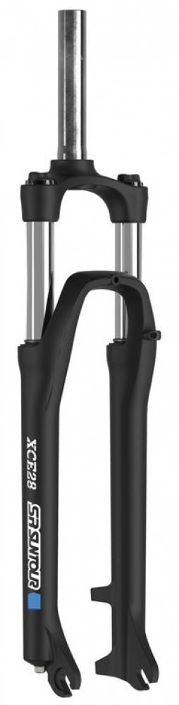 Schwarze SR Suntour XCE28 Federgabel 26 Zoll 80mm für V-Bremse, 1 Zoll Gabelschaft.