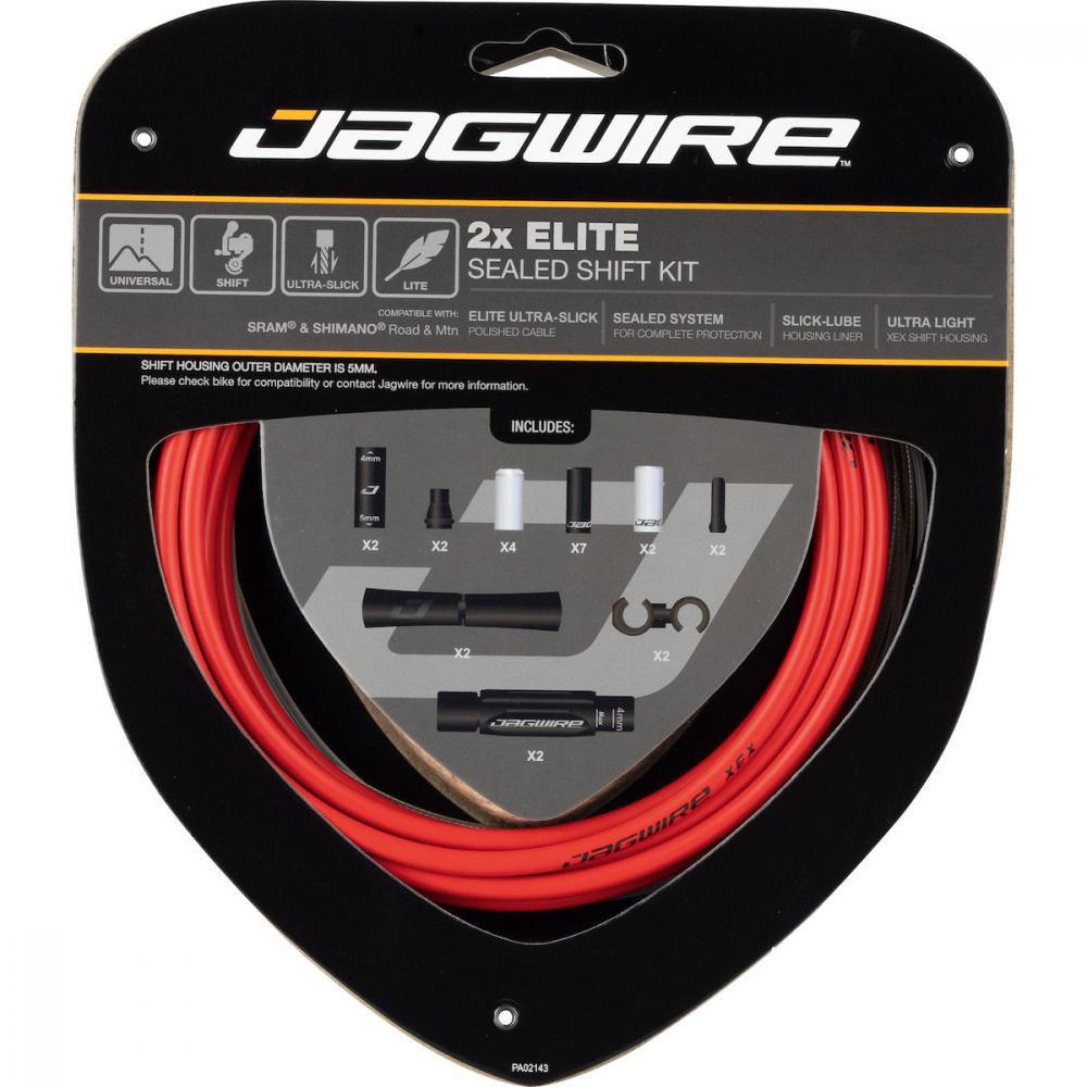 Jagwire Schaltzugset Road & Mountain Elite Sealed 2x - Hochglanz Rot, 190 g
