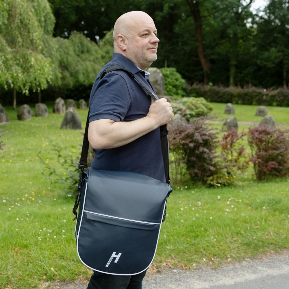 Haberland Frontträger-Tasche eMotion schwarz - stabile Lenkertasche mit Rollverschluss