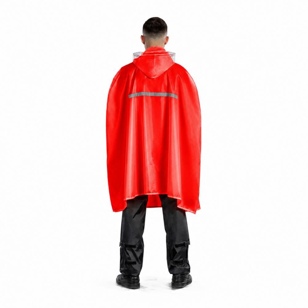 CHIBA Regenponcho - XL/XXL, wasserdicht, winddicht, reflektierend, rot