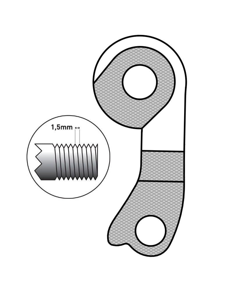 Marwi Schaltauge GH-250 schwarz, 1,5mm Gewinde für M12 Steckachse Direktmontage.